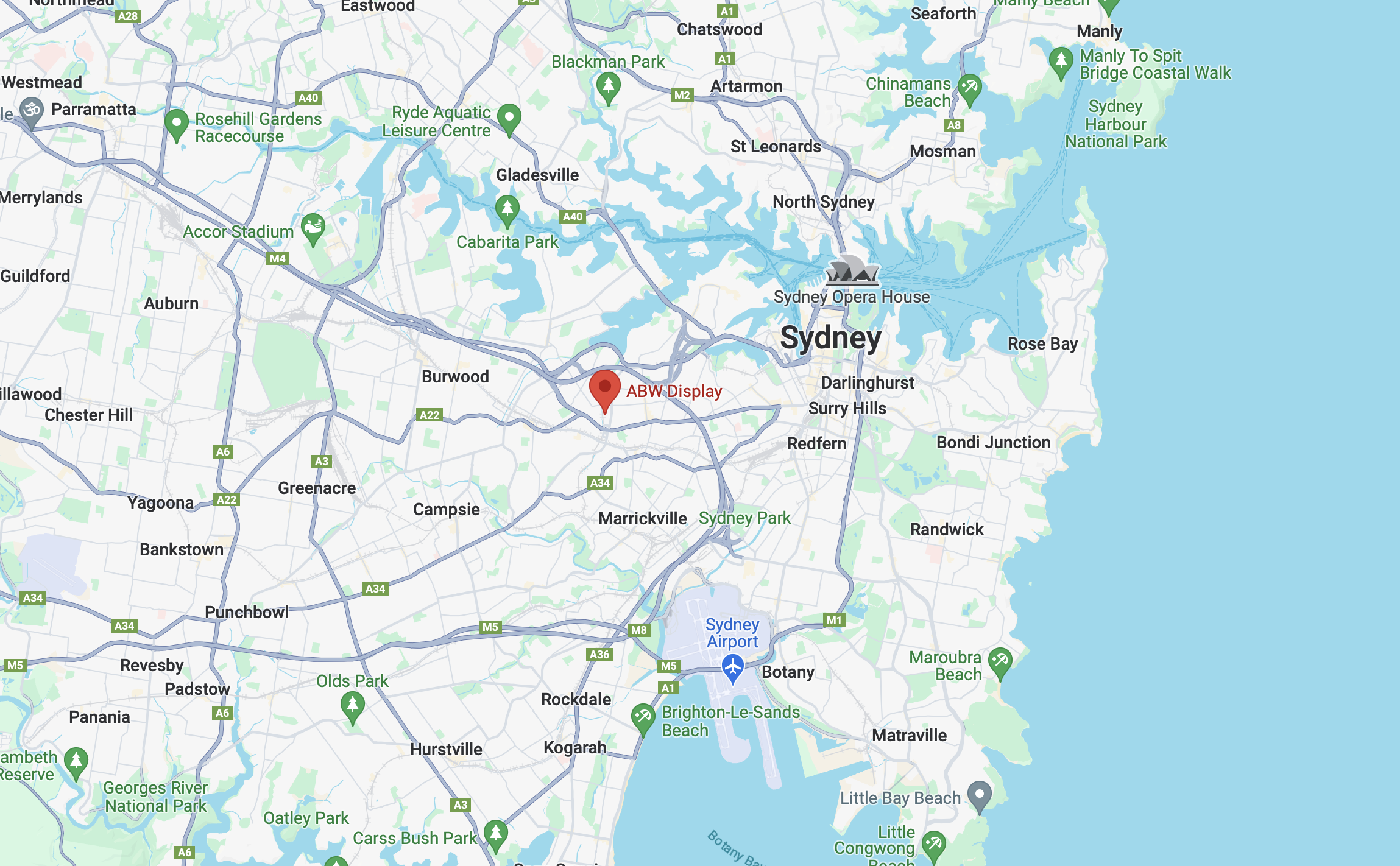 ABW Display Sydney Australia - Location map